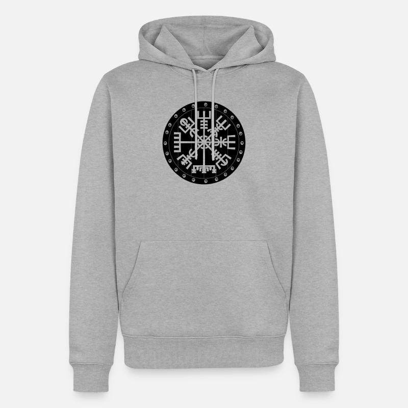 Vegvisir Wikinger-Compas im Vikng-Schild - Männer Premium Bio Hoodie - Grau meliert