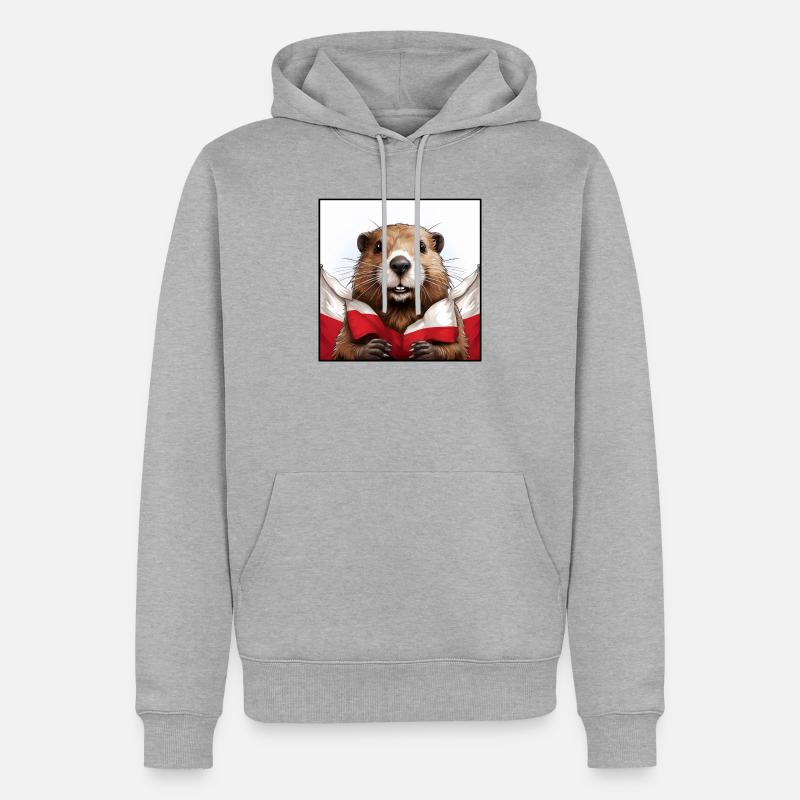 Drapeau de la Pologne du Beaver - Sweat à capuche Premium bio Homme - gris chiné