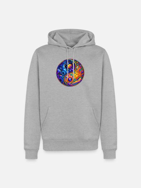 Yin & Yang - Männer Premium Bio Hoodie - Grau meliert