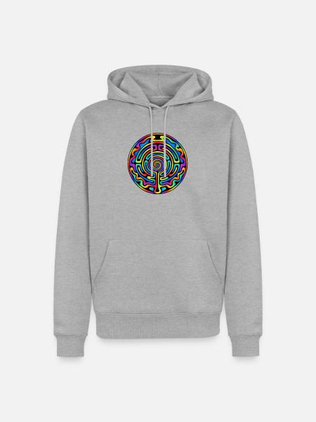 Labyrinth - Männer Premium Bio Hoodie - Grau meliert