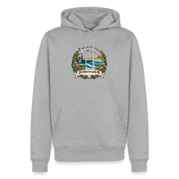 Dänemark Küstenlogo mit Möwen - Männer Premium Bio Hoodie - Grau meliert - Vorne - Thijin (182cm)