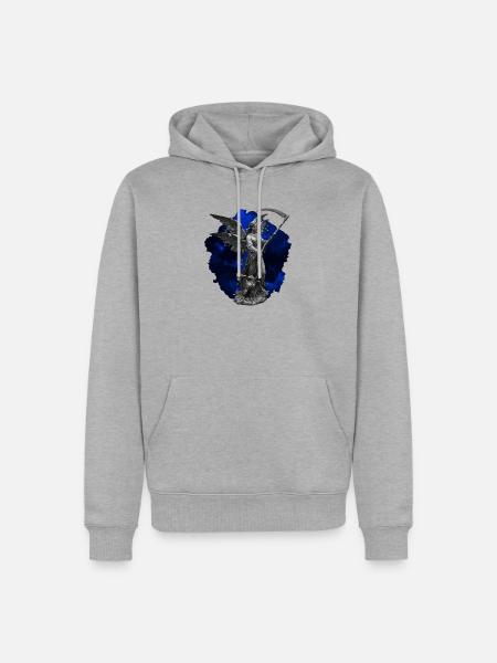 Himmlische Wächterin mit Sichel - Männer Premium Bio Hoodie - Grau meliert