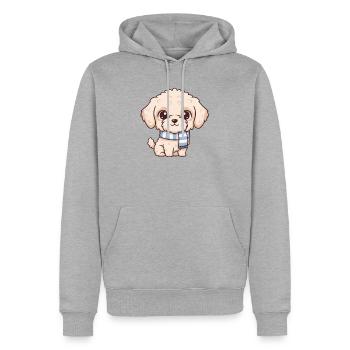 Labradoodle Hund  - Männer Premium Bio Hoodie - Grau meliert - Vorne - Thijin (182cm)