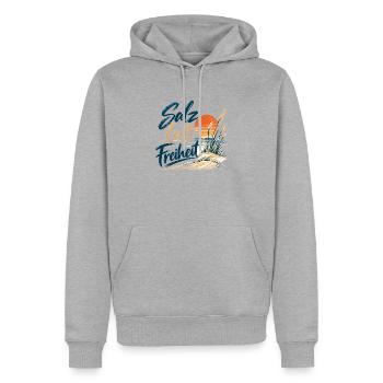 Salzluft Freiheit am Strand - Männer Premium Bio Hoodie - Grau meliert - Vorne - Thijin (182cm)