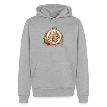 Stickrahmen mit Blumen - Motiv für Stickfans - Männer Premium Bio Hoodie - Grau meliert - Vorne - Thijin (182cm)
