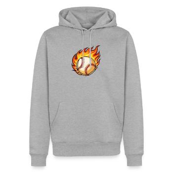 Flaming BaseBall - Männer Premium Bio Hoodie - Grau meliert - Vorne - Thijin (182cm)