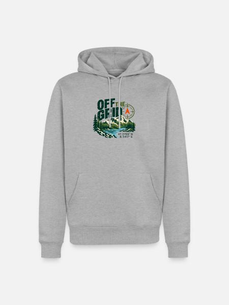 Off The Grid Berglandschaft Kompass - Männer Premium Bio Hoodie - Grau meliert