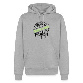 100_gruen_weiss - Männer Premium Bio Hoodie - Grau meliert - Vorne - Thijin (182cm)