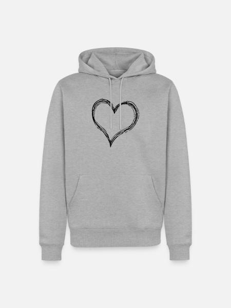 Herz1 - Männer Premium Bio Hoodie - Grau meliert