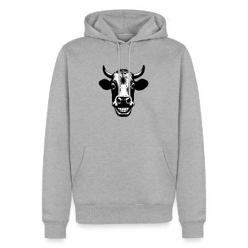 Grinsende Kuh - Männer Premium Bio Hoodie - Grau meliert - Vorne - Thijin (182cm)