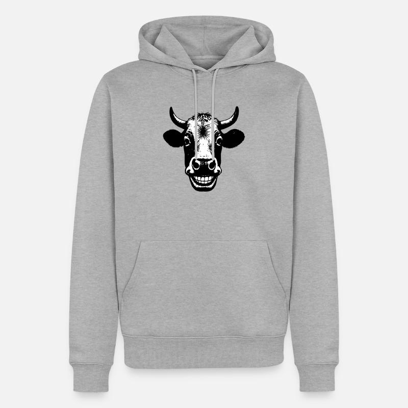Vache souriante - Sweat à capuche Premium bio Homme - gris chiné
