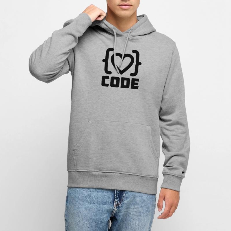 Herzprogrammierer Code Logo mit Text CODE Männer Premium Bio Hoodie