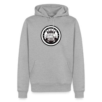 Royal Flush des Hauses Herz Poker Emblem - Männer Premium Bio Hoodie - Grau meliert - Vorne - Thijin (182cm)