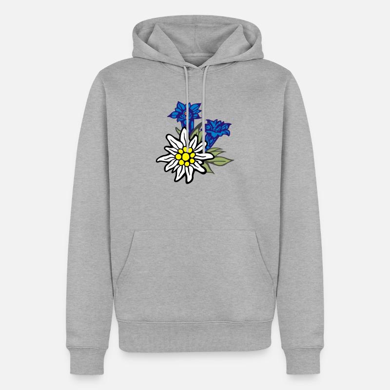 edelweiss_mit_enzian - Männer Premium Bio Hoodie - Grau meliert