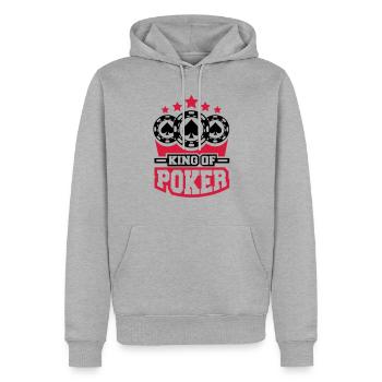 king_of_poker_c2 - Sweat à capuche Premium bio Homme - gris chiné - Devant - Thijin (182cm)