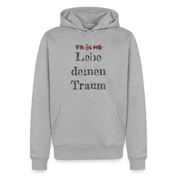 Vivez votre rêve! - Sweat à capuche Premium bio Homme - gris chiné - Devant - Thijin (182cm)