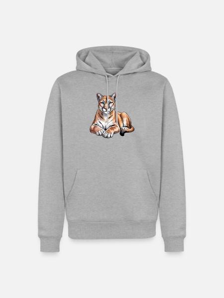 Berglöwen-Tierliebhaber Wildtiere - Männer Premium Bio Hoodie - Grau meliert
