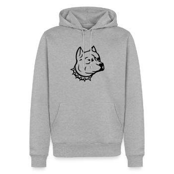 pit_dog_c1 - Männer Premium Bio Hoodie - Grau meliert - Vorne - Thijin (182cm)