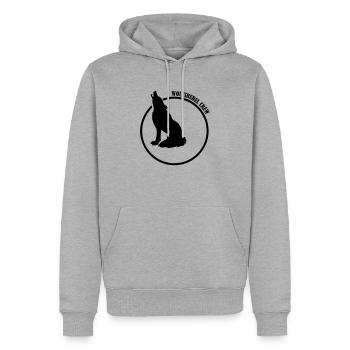 wolfsrudel_crew_01 - Männer Premium Bio Hoodie - Grau meliert - Vorne - Thijin (182cm)