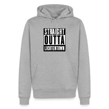 Straight Outta Lichtentown - Männer Premium Bio Hoodie - Grau meliert - Vorne - Thijin (182cm)