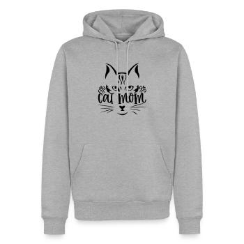maman chat - Maman chats - Sweat à capuche Premium bio Homme - gris chiné - Devant - Thijin (182cm)
