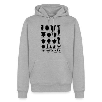 Antike Vasen mit Beschriftung - Männer Premium Bio Hoodie - Grau meliert - Vorne - Thijin (182cm)