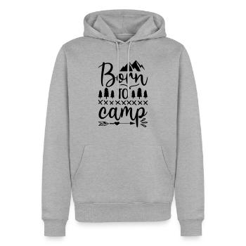 born to camp - Men’s Premium Organic Hoodie - heather grey - Front - Thijin (182cm)