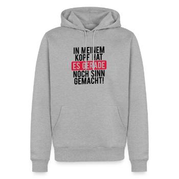 In meinem Kopf... - Männer Premium Bio Hoodie - Grau meliert - Vorne - Thijin (182cm)