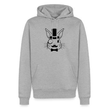 Monocle Cylindre Lapin Monsieur - Sweat à capuche Premium bio Homme - gris chiné - Devant - Thijin (182cm)