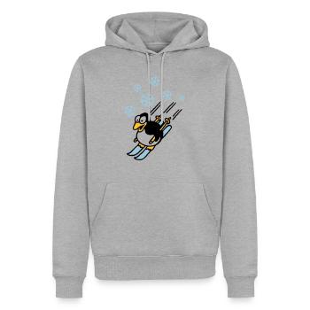 pinguin_ski_022011_d_3c - Sweat à capuche Premium bio Homme - gris chiné - Devant - Thijin (182cm)
