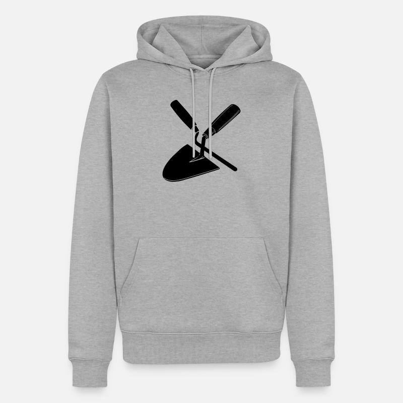 Clou et truelle à joint, outils de maçon - Sweat à capuche Premium bio Homme - gris chiné