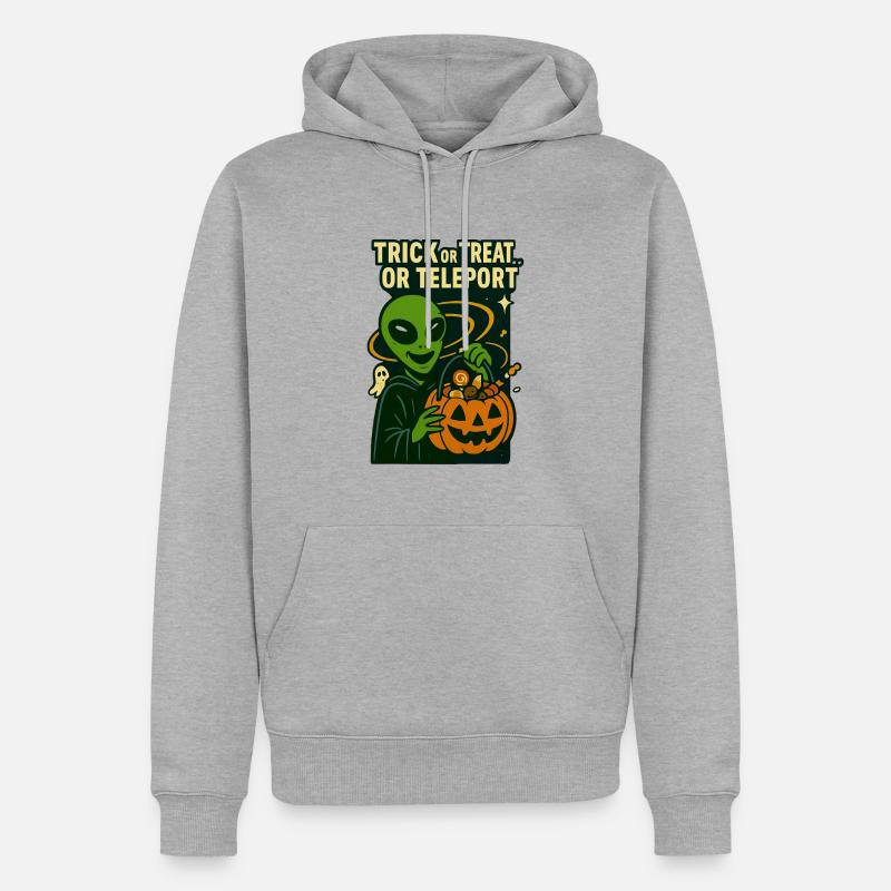 Alien Halloween T-Shirt – Süßes oder Saures... oder... - Männer Premium Bio Hoodie - Grau meliert