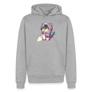Astronaute chat en combinaison spatiale - Sweat à capuche Premium bio Homme - gris chiné - Devant - Thijin (182cm)