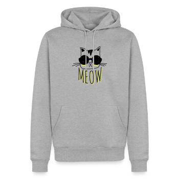 Cool Cat - Männer Premium Bio Hoodie - Grau meliert - Vorne - Thijin (182cm)