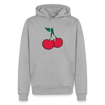2 cerise feuille conception savoureuse - Sweat à capuche Premium bio Homme - gris chiné - Devant - Thijin (182cm)