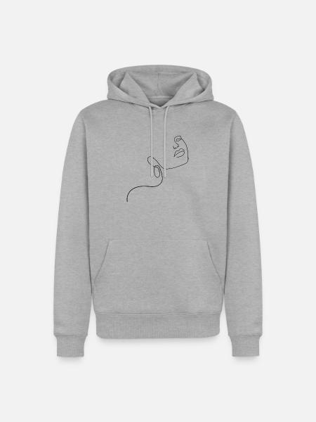Line Art Frau - Männer Premium Bio Hoodie - Grau meliert