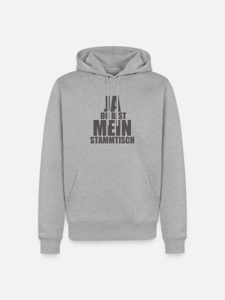 Stammtisch - Spruch - Männer Premium Bio Hoodie - Grau meliert