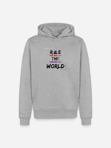 Rule the World - Männer Premium Bio Hoodie - Grau meliert