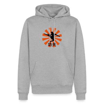 kung fu - Männer Premium Bio Hoodie - Grau meliert - Vorne - Thijin (182cm)