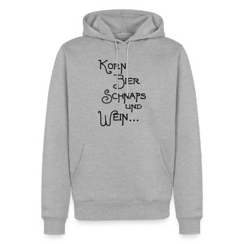 Korn Bier Schnaps - Männer Premium Bio Hoodie - Grau meliert - Vorne - Thijin (182cm)