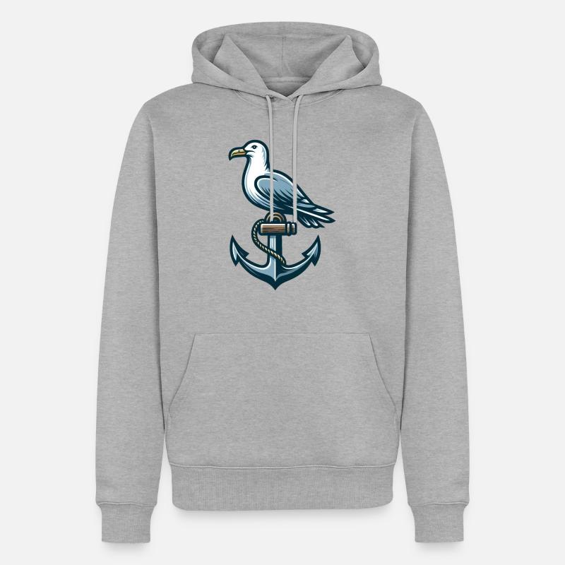 Ancre avec Seagull - Sweat à capuche Premium bio Homme - gris chiné