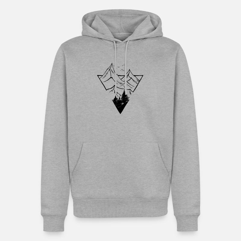 Triangle, montagnes et forêts - Sweat à capuche Premium bio Homme - gris chiné
