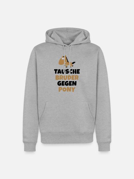 Tausche Bruder gegen Pony - Männer Premium Bio Hoodie - Grau meliert