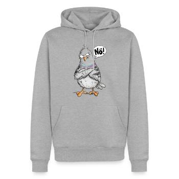 Nö Taube Lustige Stadttaube Vogel Statement Humor - Männer Premium Bio Hoodie - Grau meliert - Vorne - Thijin (182cm)