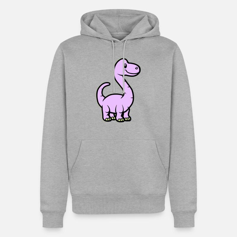 Dinosaurier Brontosaurus Comic - Männer Premium Bio Hoodie - Grau meliert