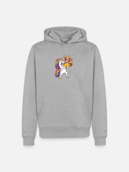 Lustige Einhorn-Taco-Katastrophe - Männer Premium Bio Hoodie - Grau meliert