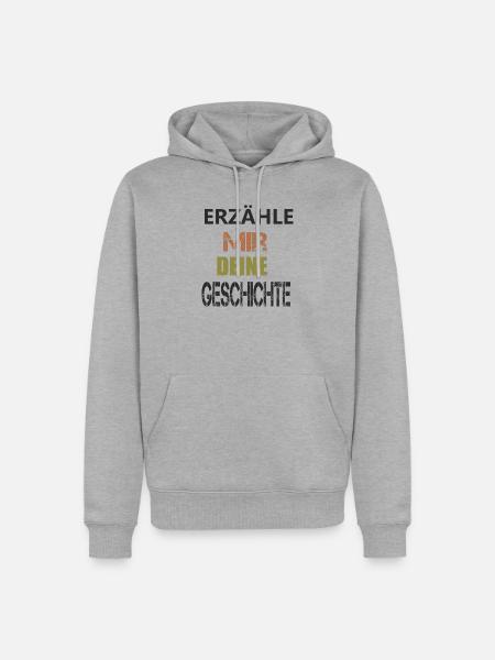 ERZÄHLE MIR DEINE GESCHICHTE - Männer Premium Bio Hoodie - Grau meliert