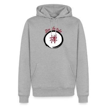 Lifestyle Zen Kanji Circular - Men’s Premium Organic Hoodie - heather grey - Front - Thijin (182cm)