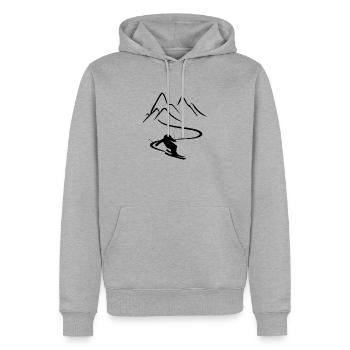 Ski ski ski motif pour skieurs - Sweat à capuche Premium bio Homme - gris chiné - Devant - Thijin (182cm)