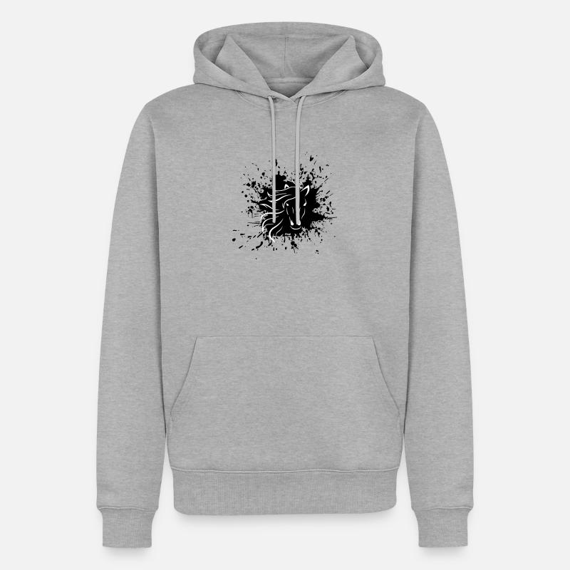Pferd - Männer Premium Bio Hoodie - Grau meliert